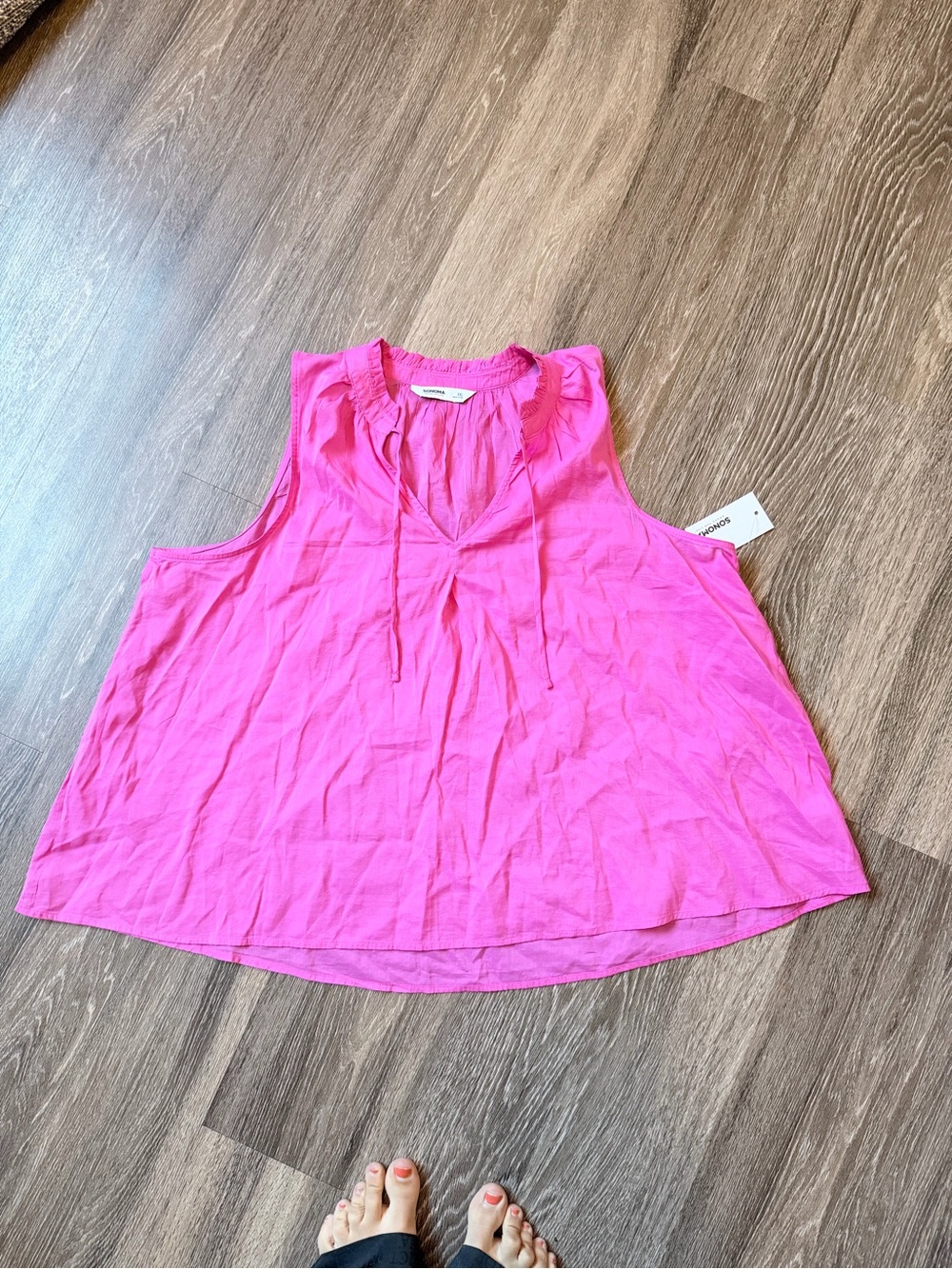 NWT Sonoma Bright Pink Tie-Neck Sleeveless Tank